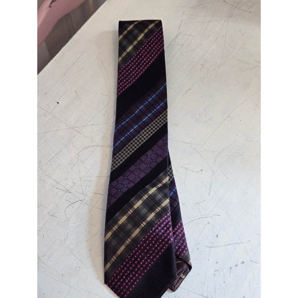 Italo Ferretti Italian Striped Black  Tie 100% Silk